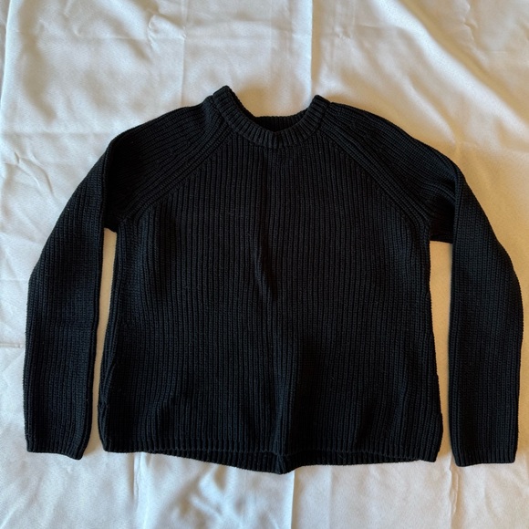 Quince 100% Organic Cotton Fisherman Black Crew Sweater; size L - Picture 3 of 9